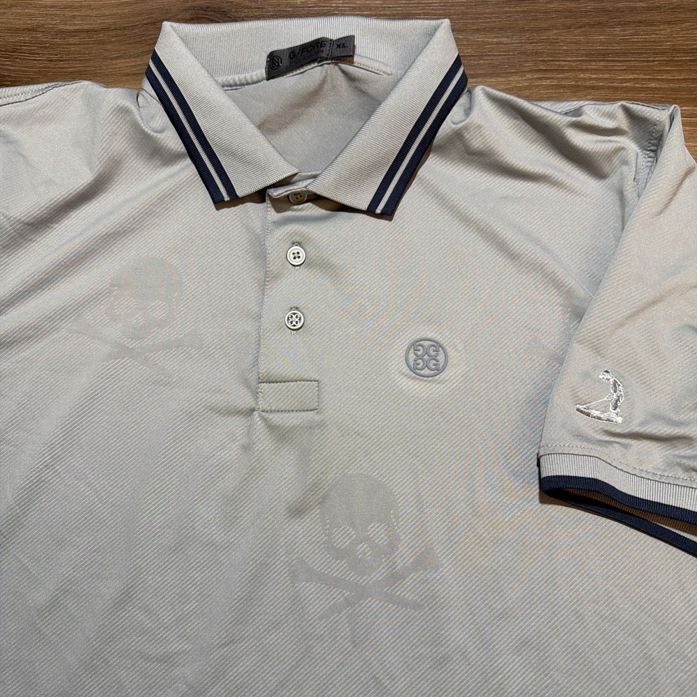 G/FORE Polo Shirt Mens XL Gray Skulls &‎ Tees Pinehurst Golf Performance
